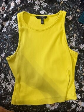 White House Black Market Yellow Ribbed Tank Top